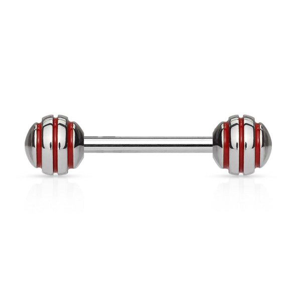 Red Stripe 316L Surgical Steel Straight Barbell - Pierced Universe