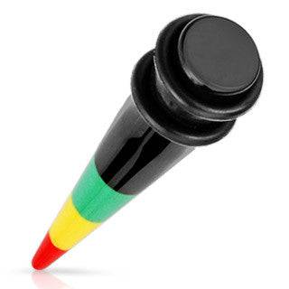 Red,Yellow,and Green Rasta Stripe Acrylic Ear Taper Stretcher Expander with 2-O-rings - Pierced Universe