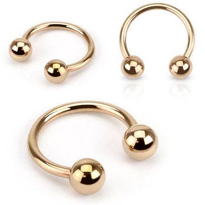 Rose Gold Plated Over Surgical Steel Horseshoe Barbell with Ball Ends - Pierced Universe