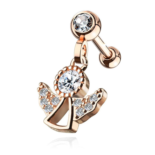 316L Surgical Steel White CZ Dangling Angel Cartilage Ring 316L Surgical Steel White CZ Dangling Angel Cartilage Ring