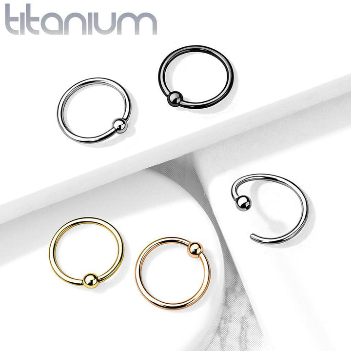 Rose Gold PVD High Polished Implant Grade Titanium Easy Bend Nose, Cartilage Hoop Ring with Fixed Ball - Pierced Universe