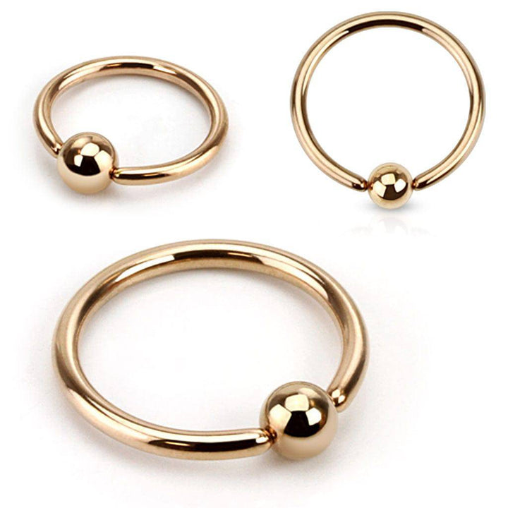 Rose Gold Surgical Steel Captive Bead Ring Hoop - Pierced Universe
