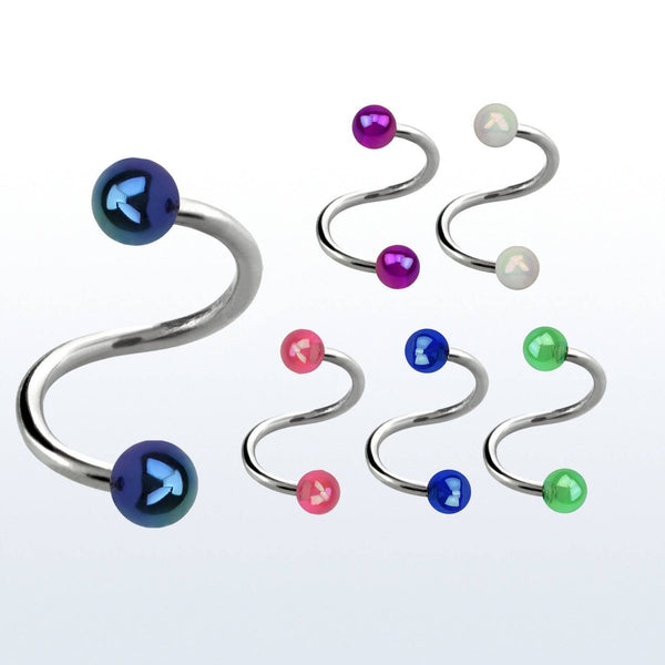 Shiny Acrylic Spiral Twist Surgical Steel Ear Cartilage Ring - Pierced Universe