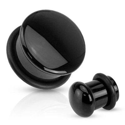 Single Flared Black Onyx Dome Organic Stone Ear Spacers Gauges Plugs - Pierced Universe