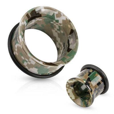 Single Flared Camouflage UV Acrylic Ear Tunnels Gauges Spacers - Pierced Universe