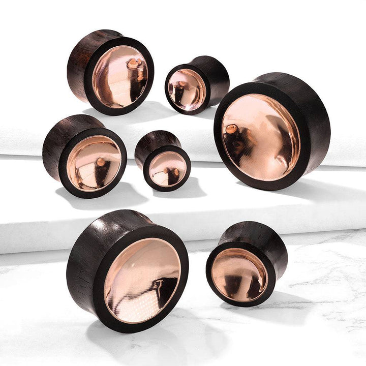 Sono Wood Copper Centre Double Flared Ear Plugs - Pierced Universe