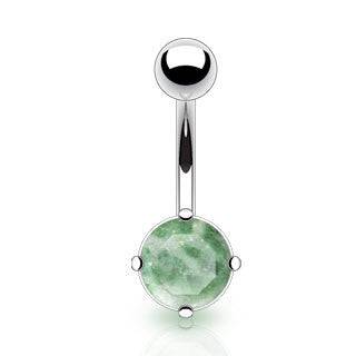 Surgical Steel Amazonite Stone Prong Set Belly Button Ring - Pierced Universe