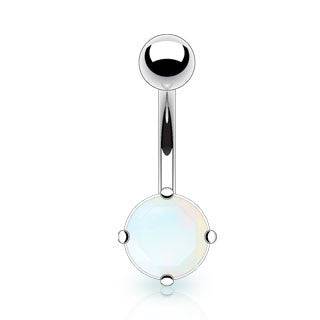 Surgical Steel Argenon Flourite Stone Prong Set Belly Button Ring - Pierced Universe
