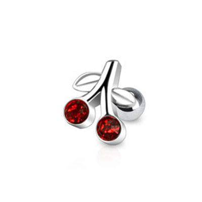 Surgical Steel Cherry Fruit Ear Cartilage Helix Tragus Stud Ring with Ball End - Pierced Universe
