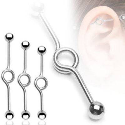 Surgical Steel Circle Loop Design Straight Industrial Barbell - Pierced Universe