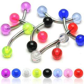 Surgical Steel Curved Barbell with UV Acrylic Balls - Pierced Universe