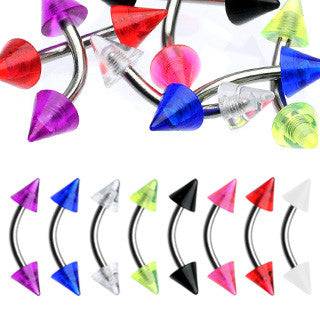 Surgical Steel Curved Barbell with UV Acrylic Spikes - Pierced Universe