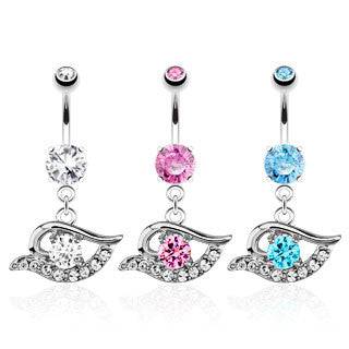 Surgical Steel CZ All Seeing Evil Eye Belly Button Navel Ring - Pierced Universe