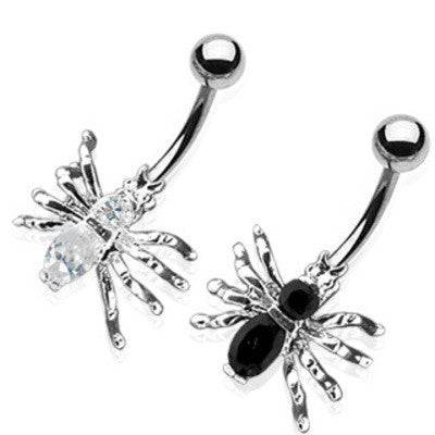 Surgical Steel CZ Spider Belly Button Navel Ring - Pierced Universe