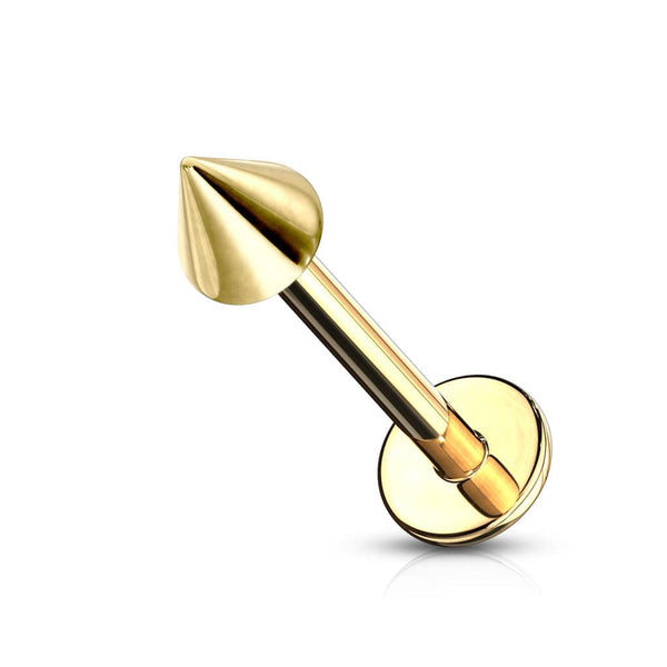 Surgical Steel Gold Plated Flat Back Cartilage Helix Tragus Monroe Spike End Ring Surgical Steel Gold Plated Flat Back Cartilage Helix Tragus Monroe Spike End Ring