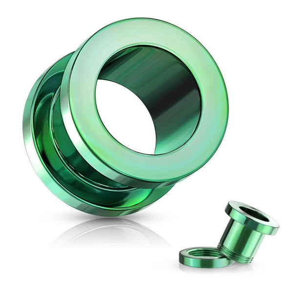 Surgical Steel Green PVD Screw On Tunnel Spacers - Pierced Universe