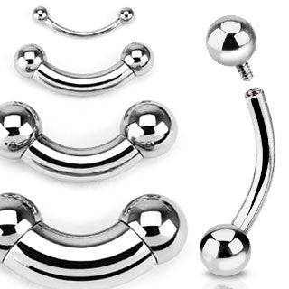 Surgical Steel High Polished Internally Threaded Curved Barbell Ring with Ball Ends - Pierced Universe