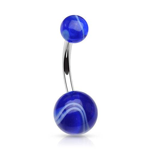 Surgical Steel Marble Swirl Flexible Belly Button Navel Ring - Pierced Universe