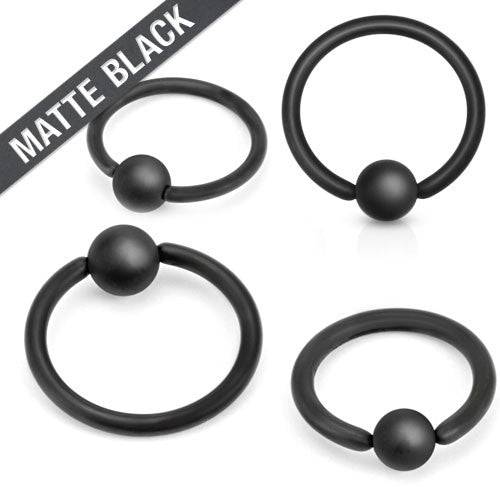 Surgical Steel Matte Black Captive Bead Ring Multi Use Caritlage Ring Hoop - Pierced Universe