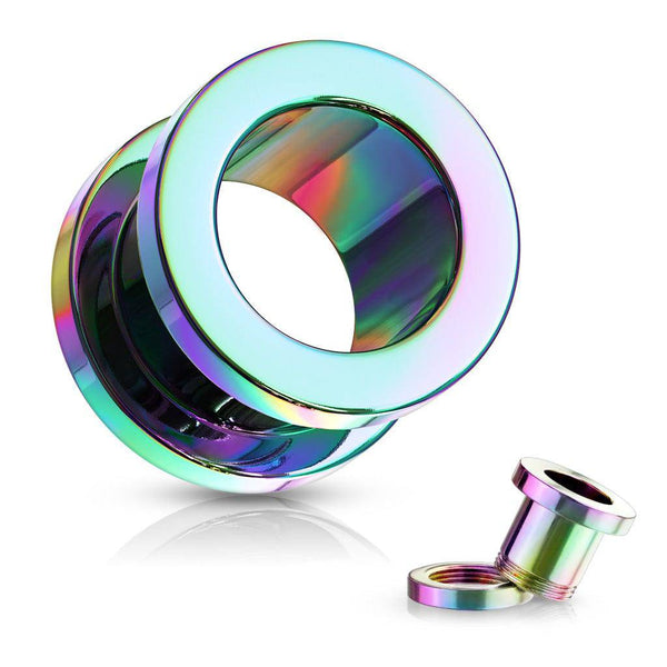 Surgical Steel Rainbow PVD Screw On Tunnel Spacers - Pierced Universe