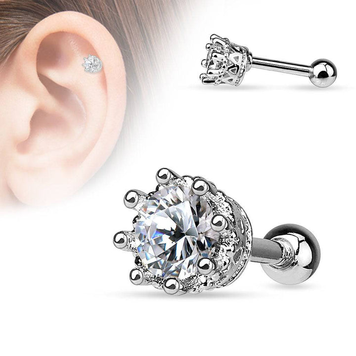 Surgical Steel Victorian Prong Set CZ Ear Cartilage Helix Stud - Pierced Universe