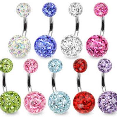 Ultra Coated Shamballa Crystal Surgical Steel Belly Button Navel Ring - Pierced Universe